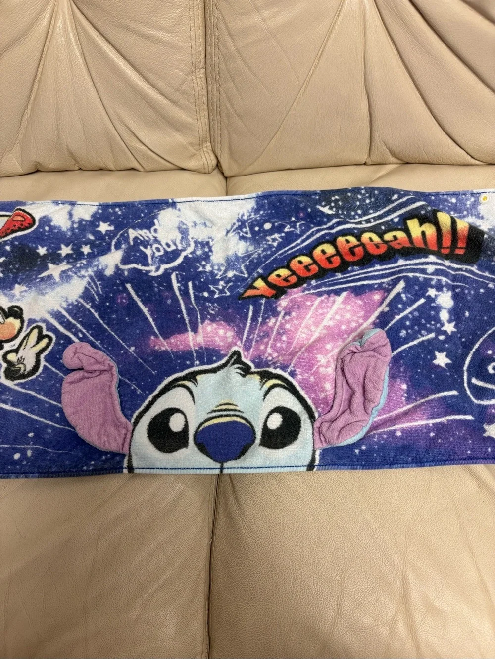 TDR Stitch & Angel Galaxy Hand Towel Blue Purple Tokyo Disneyland